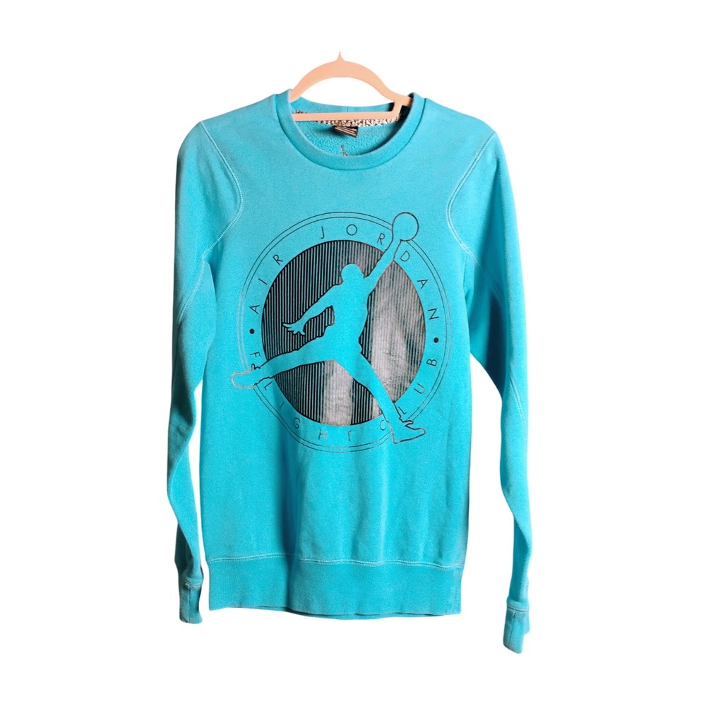 Air Jordan‎ Womens S Sweatshirt Crewneck Teal Circle Graphic Jumpman Elephant